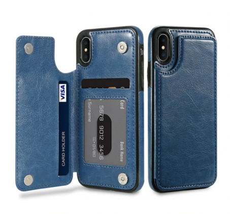 Blue Flip Leather Wallet Case